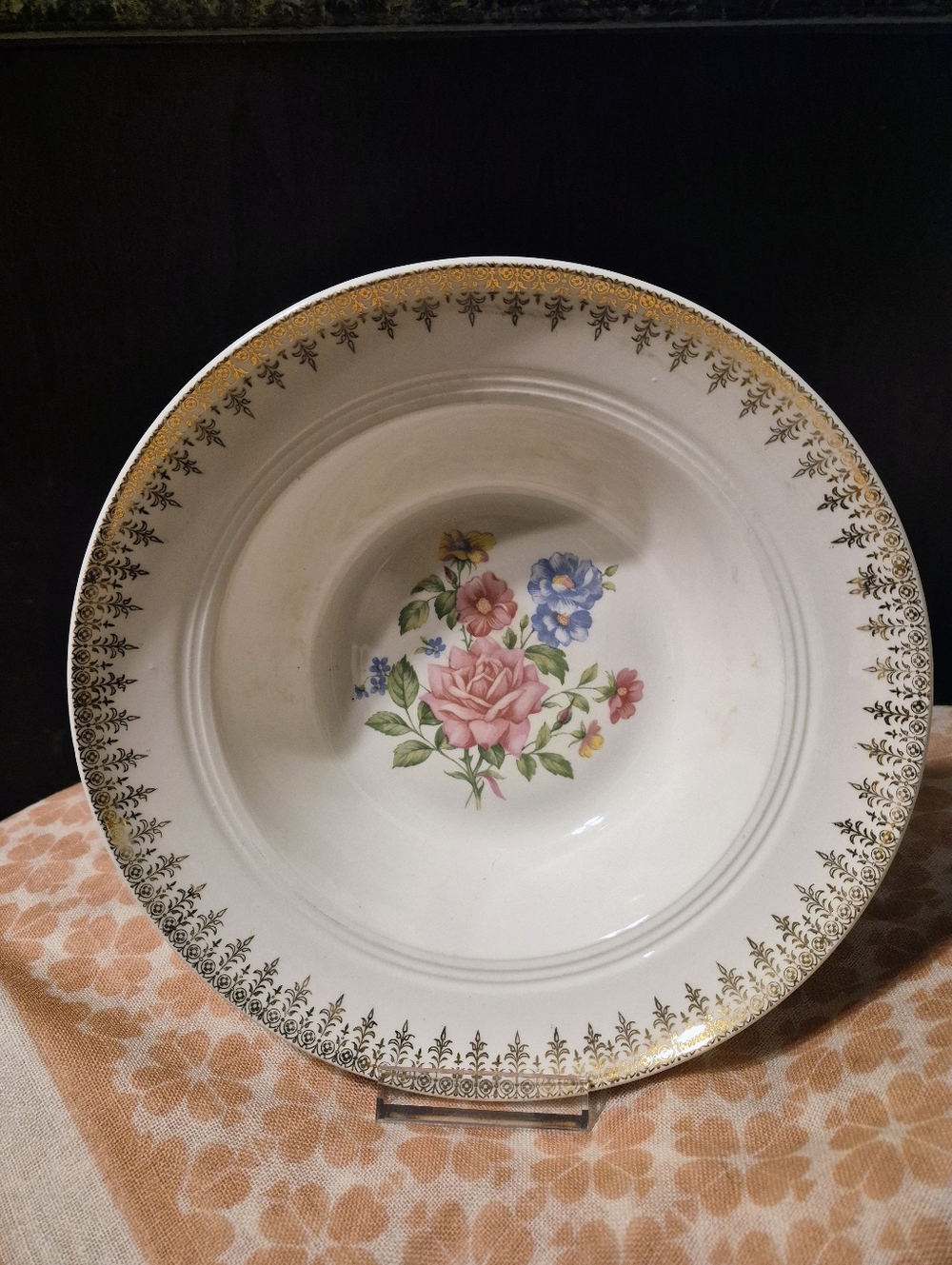 GOOD HOUSEKEEPING 💐 Vint 1950s PORCELAIN 💐 DELIGHT Gilded Serving Bowl
